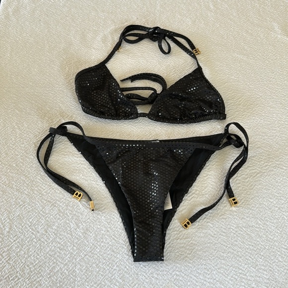 BALMAIN Paillettes Print Triangle Bikini Set, sz 36, $798 - Picture 9 of 16